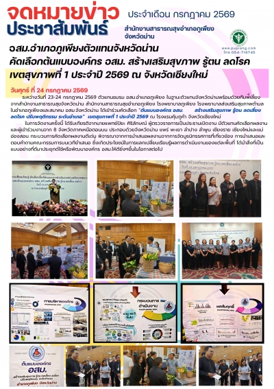 เข้าร่วมคัดเลือก องค์กร อสม.ต้นแบบสุขภาพ รู้ต้น ลดเสี่ยง ลดโรค เขตสุขภาพที่ 1 ปี 2569
